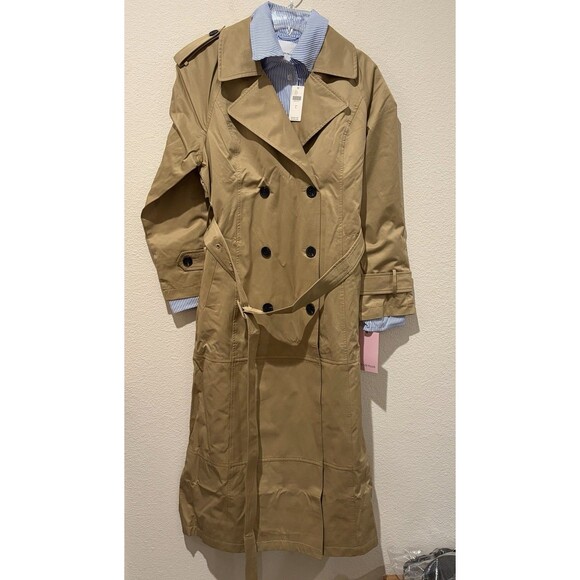 NWT Anthropologie Avec Les Filles Poplin Shirting Belted Trench Coat Women Large - Picture 4 of 13